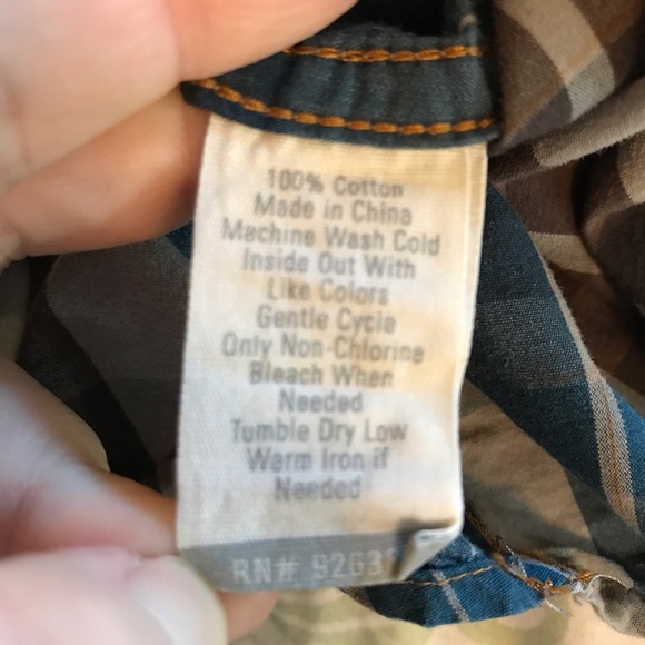 Fossil blue and brown plaid pearl snap shirt - Picture 7 of 7